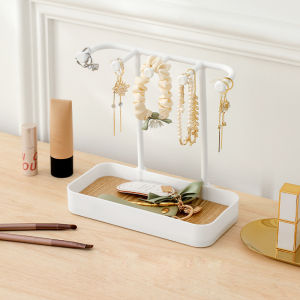 Wooden Jewelry Rack Organizer Storage 5 Hook Jewelry Display Rack Beauty Organizer Creative Jewelry Hanger Rack Home Supplies