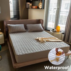 Waterproof Fitted Bed Sheet Mattress Protector Double Foam Cover Mattress Topper Single/Queen/King/Double Size Bedsheet
