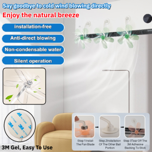 Air Conditioning Air Guide Fan Outlet Anti-Direct Blowing Aircon Deflector 360° Rotating Blade Wind Guide Fan