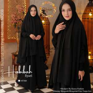 Gamis Syari Set Khimar Terbaru Habibah Bahan Wollpeach Premium By Kanza Fashion