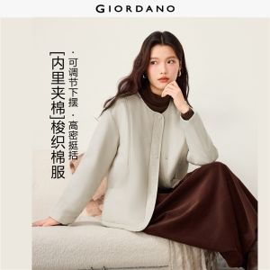 GIORDANO Women Jackets Seam Detail Round Neck Padded Jackets Zip Placket Fashionable Casual Jackets 05376694
