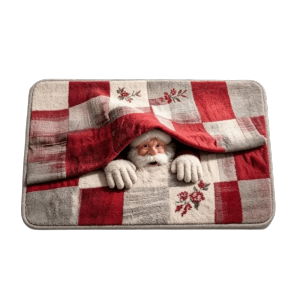 YUBAGUANB Santa Claus Christmas 3D Illusion Rug Reindeer Tree 2D Flat Printed Floor Mat Cartoon Cute Velvet Christmas Small Carpet Christmas