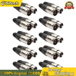 【Free Shipping】 20pcs 3 Pin Audio Microphone Connector 10 Male 10 Female MIC Adapter XLR Adapter