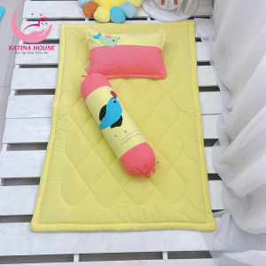 Bộ gối nệm cho bé mầm non Katina House vải cotton cara mềm mát dày dặn nhiều màu sắc