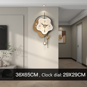 Minimalist Nordic Series Art Flower Wall Clock Hot Sale Home Living Room Simple and Fashion Retro Creative Vintage Clock Decorations 34x70cm