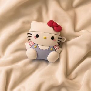 Blue Cartoon Kitty Soft Silicone Protective Casing Shockproof Cover Compatible For Apple AirPods 1 2 Pro 3 Pro2