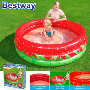 5 Ft Bestway Inflatable Strawberry Pool 3 Ring Kiddie Swimming Pool For Kids 51145