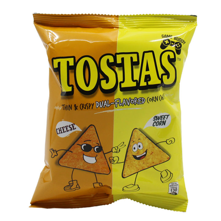 Tostas Cheese and Sweet Corn Dual-Flavored Corn Chips Snacks 48g ...