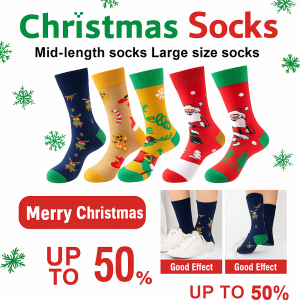 Womens Socks Christmas Socks Fall Winter Christmas Theme Socks Warm Comfort Stretchy Mid-Calf Socks