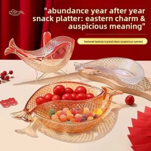 MAOMEI STUDIO 2Pcs Trong suốt Khay đựng trái cây Hình dạng con cá Nhựa Đĩa đựng trái cây Tinh tế Đậm đặc Đĩa đựng đồ ăn nhẹ Bếp gia đình