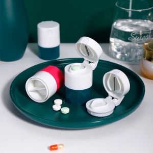 Hộp Chia Thuốc 4 Trong 1 – Lấy Thuốc Chứa Thuốc Cốc Uống Nước Máy Nghiền Thuốc Tiện Lợi