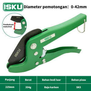 Isku Pipe Cutter Sk5 Baja Paduan Pvc Pipe Cutter 42mm Gunting Pipa Tang Potong Ratchet Penguncian