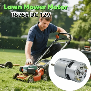 SHUSHABA Long Shaft RS755 DC Motor Ball Bearing 12V DC Grass Cutter Replacement Motor Premium High Power Lawn Mower Motor Power Tool Parts