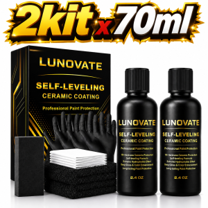 LUNOVATE Self-Leveling Ceramic Coating Spray – 2.4Oz Professional Nano Paint Sealant 9H Hardness Car Coating Hydrophobic Water-Repellent Shield Anti-UV Anti-Scratch Gloss Enhancer for Auto Detailing