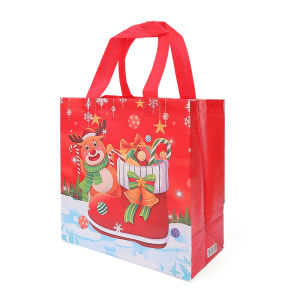 4Pcs Merry Christmas Gift Bags Non Woven Packing Bag Santa Elk Snowman Christmas Candy Bag New Year Kids Favors Bag Christmas Decoration