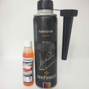TẨY SẠCH CẶN BẨN BÁM ĐẦU PHUN XĂNG HIỆU SENFINECO 9986 VÀ CHAI PHA NƯỚC GẠT KÍNH FORCH R535 (Fuel Injector Cleaner 9986 300ml and Windshield Cleaner 32ml)