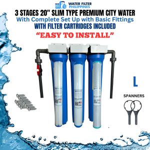 Water Filtration System Top Selling 3 Stages 20" Slim Type City Water Premium Set Up Complete Set With Gray UPVC Fittings with 1 Washable Filter and 1 Carbon Block 1 Disposable Granulated Carbon Different Variation