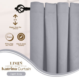 LIMIN 8FT US Plain Soft Breathable Curtain for Window | 8 Ring | 8 feet | Living Bedroom Kurtina