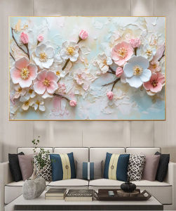 Tranh Hoa 5D Giả Đắp Nổi Tranh Treo Tường Tranh Tráng Gương Tranh Canvas Tranh Tráng Gương