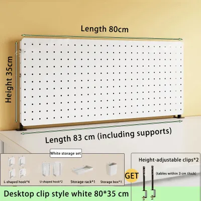 80CM Pegboard Perforated Desktop Display Board Rack Wall Mounted Hole Board Wall Organizer Metal Clasp Style WLN