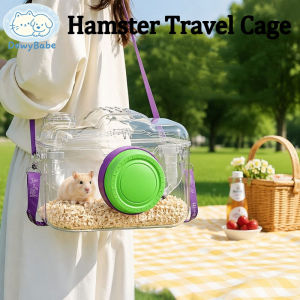 DewyBabe Portable Hamster Travel Cage Breathable Transparent Carrier Bag With Water Bottle Strap Outdoor