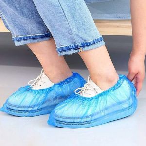 ถุงครอบรองเท้ากันฝน กันน้ำแบบพกพา ถุงคลุมรองเท้า ถุงคลุมเท้า ถุงกันน้ำ กันฝน ที่ครอบรองเท้ากันฝน มียางรัดต้นขา แบบใช้แล้วทิ้ง แพ็ค 1 คู่ แบบสั้น