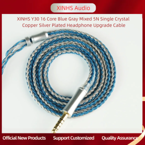 XINHS Y30 16 Core Blue Gray Mixed 5N Single Crystal Copper Silver Plated Headphone Upgrade Cable0.78 2pin/HD650/IE900/QDC/MMCX