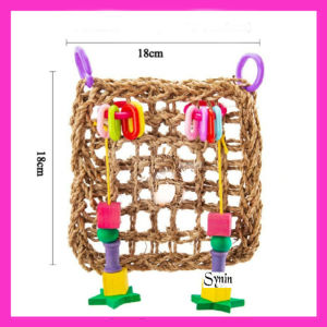 🇸🇬 Natural Rope and Wood Bird Swing Parakeet Chew Toy
