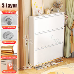 Metal Shoe Cabinet Flip Steel Shoe Rack Wall Mounted Shoes Organizer For Home Multi Layer Entrance Cabinet