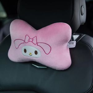 Car Headrest Pillow Sanrio Design My Melody Kuromi Cinnamoroll Anime Cartoon Skin Friendly Neck Support Universal Fit Accessories