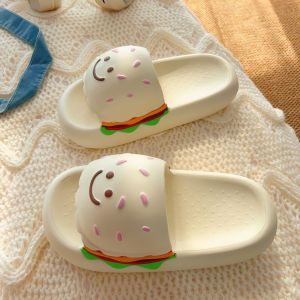 Cute 3D Burger Womens Slippers New Cute and Fun Home Thick Bottom Slippers Parent Child Couple Outdoor Slippers H260729