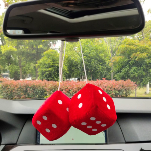 Multicolor Plush Dices Car Hanging Pendant New Year Velvet Model Decoration Rearview Mirrors Styling