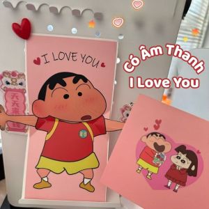 Thiệp Chúc Mừng 3D Shin Chan Có Âm Thanh I Love You Thiệp Tỏ Tình Sáng Tạo Smart Home - TGA03