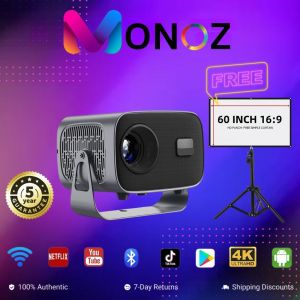 MONOZ Projector A10 PRO 5500 Lumens Full HD 4K Android Projector For Phone With Bluetooth/HDMI/USB