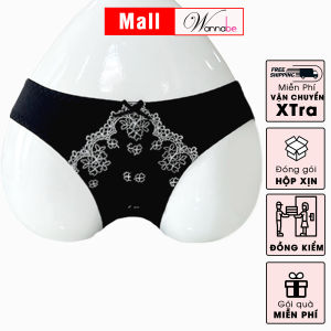 Quần lót nữ WANNABE quần chíp thun lạnh phối ren thun Nhật hoa văn xinh xắn dễ mặc thoáng mát QL318