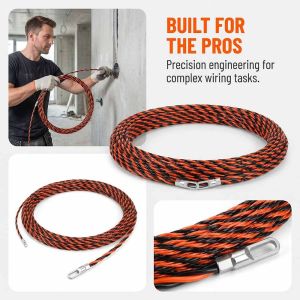 TIMES LORD Efficient Wire Threading Electrician Threading Device 20 M Durable Large Hole Lead Device Reduce Friction 3-layer Solid Spring Steel Cable Wire Threader Puller Wire Threading Job