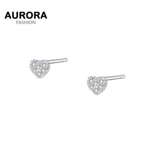 AURORA S999 Real Silver Mini Diamond Shiny Stud Earrings Jewelry E5803 E5804 E5805 E5806