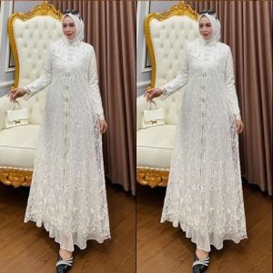 COD Zallia Dress Ceruty Babydoll Brokat Dress Wanita Terbaru 2024 Kekinian Gamis Kondangan Murah