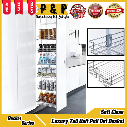 Tall Unit Pull Out Kitchen Cupboard Organizers Round Silver Sliding