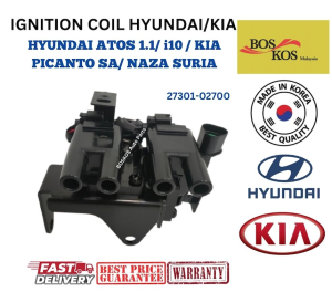 IGNITION COIL HYUNDAI ATOS 1.1/ i10 / KIA PICANTO SA/ NAZA SURIA [27301-02700] BOSKOS I MADE IN KOREA