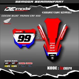 Stiker Papan Nomor Dan Sticker Spakbor Depan CRF 450 Design Terbaru Keren LA0614
