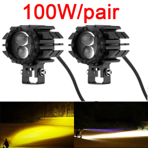 Bicolor mdl mini driving light set v6 60W/Pair High /Low Beam White and Yellow Korean LED chip 3 Wire With DOMINO Switch
