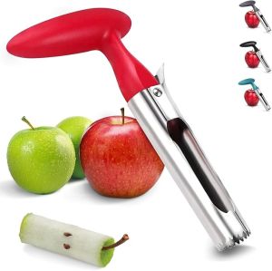 1pcs Apple Corer Tool - Easy to Use and Clean - Sturdy Apple Core Remover with Sharp Serrated Blades - Stainless Steel Corers for Apple and Pear - Core Fruits with Ease（Random Color）