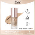 YOU 24H NoutriWear+ Velvet Liquid Foundation SPF Alas Bedak Perawatan Wajah Tahan Lama 24 Jam Full Coverage Kosmetik. 