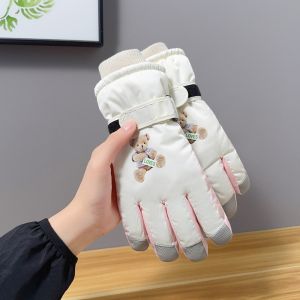 NOVAWEAR Touchscreen Skiing Gloves Pink Bear Winter Warm Non-slip Motorcycle Riding Cycling Camping Outdoor Sports Women Men