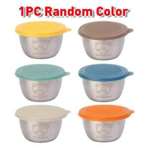 HTF 80ml 304 Stainless Steel Dipping Sauce Bowl with Dust Cover Lid for Kitchen Use