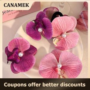 【 CANAMEK 】 Orchid Hair Clip For Woman Artificial Flower Hairpins Cute Wedding Party Side Clip Hair Accessories Gifts