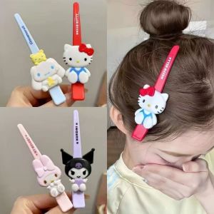 GUERBEIS Phim hoạt hình dễ thương Hello Kitty kẹp cho phụ nữ tóc thiết kế nhân vật đáng yêu kẹp tóc bên với nơ to hoàn hảo cho phong cách hàng ngày và cái nhìn dễ thương