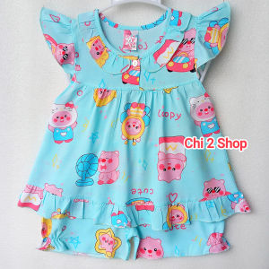 Đồ bộ tole lanh bé gái C2H10 quần áo trẻ em sơ sinh áo cánh tiên quần áo trẻ em dưới 3 tuổi đồ bộ mặc nhà giá rẻ thoáng mát