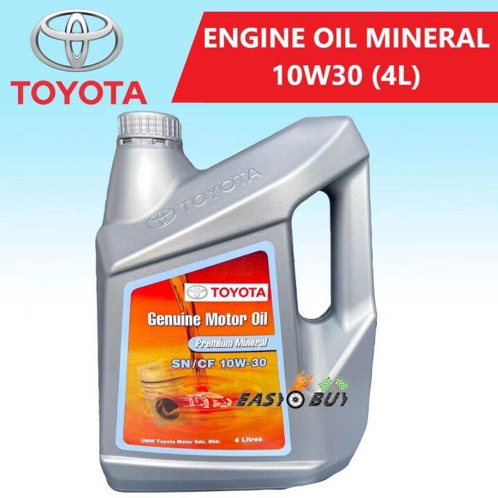 100% ORIGINAL GENUINE Toyota Premium Mineral SN/CF 10W30 Engine Oil 4L ...